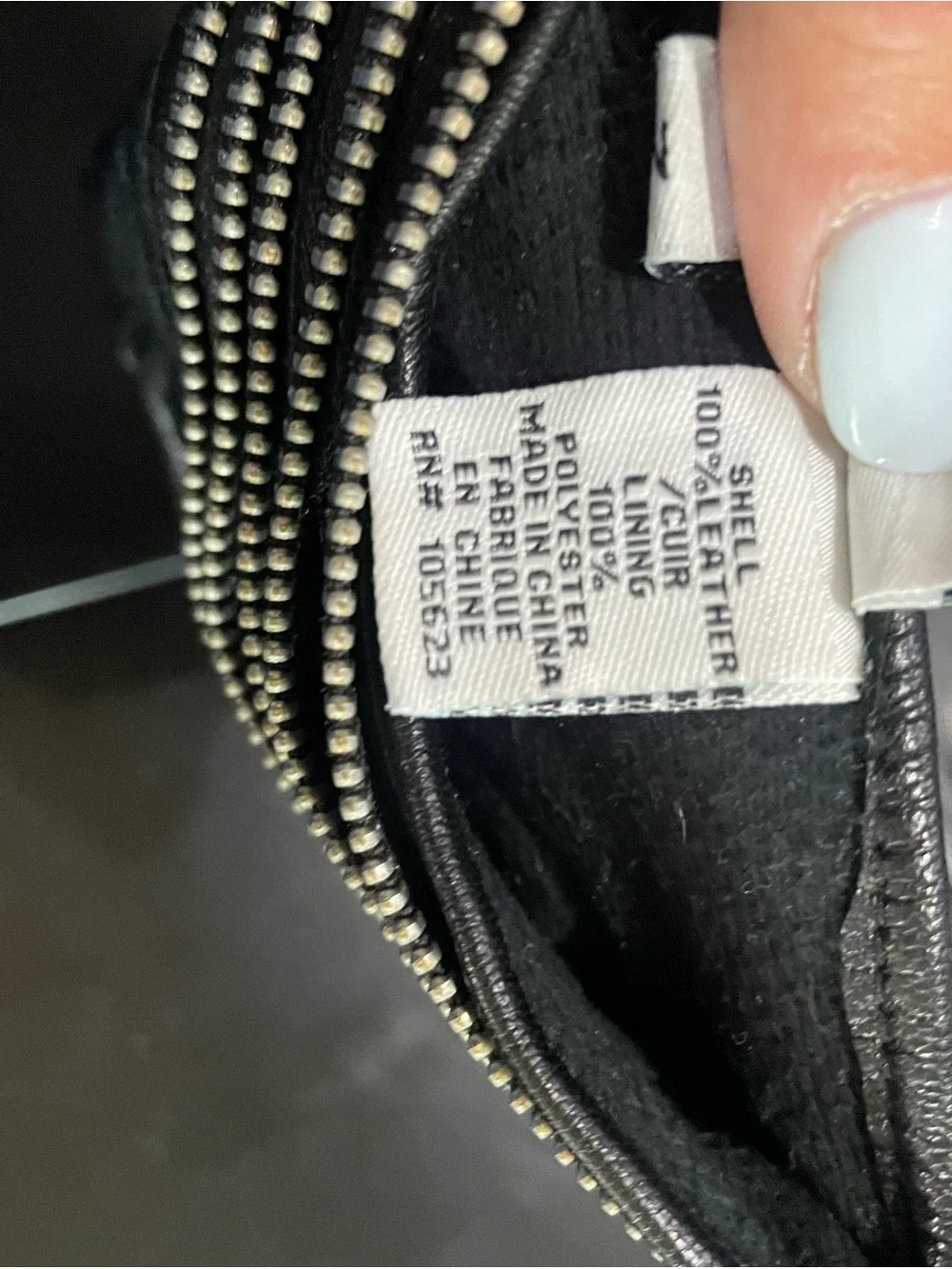 Nine West black leather ladies gloves w zipper detail biker driving
